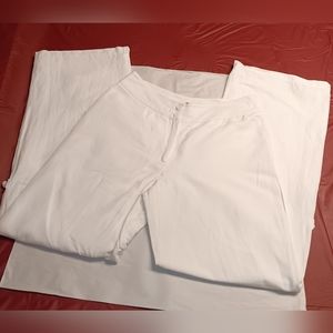 Yansi Fugel White Linen/Rayon sz6 Retro Wide Leg EUC 32"inseam